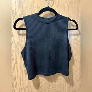 SHEIN Black Ribbed Sleeveless Crop Top